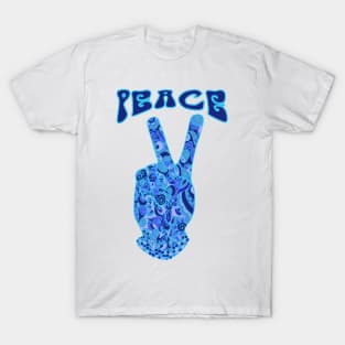 Peace Sign in Cool Blues T-Shirt